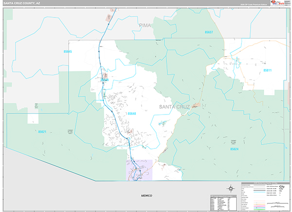 Santa Cruz County, AZ Zip Code Map